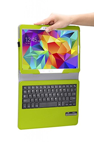 MoKo Samsung Galaxy Tab S 10.5 Bluetooth Tastatur Hülle – PU Leder Tasche Schutzhülle mit abnehmbarer Wireless Bluetooth Keybord Case QWERTY Layout für Samsung Galaxy Tab S 10.5 Zoll Tablet, Grün - 4