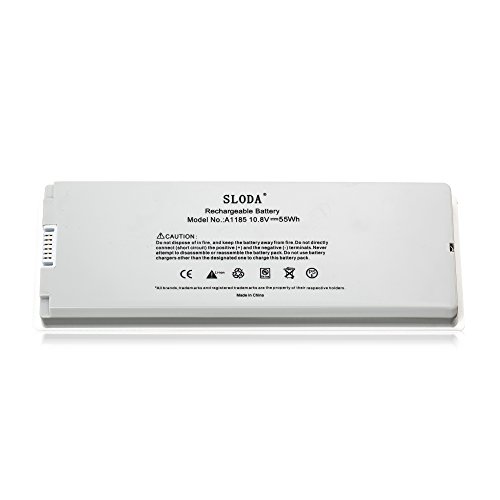 SLODA New Laptop Akku für MacBook 13″ Apple A1185 A1181 MA254 MA255 MA472 MA561 MA566 MA700 MA701 MB061 MB062-Serie [Li-Polymer, 5600mAh, Plastikbehälter] - 2