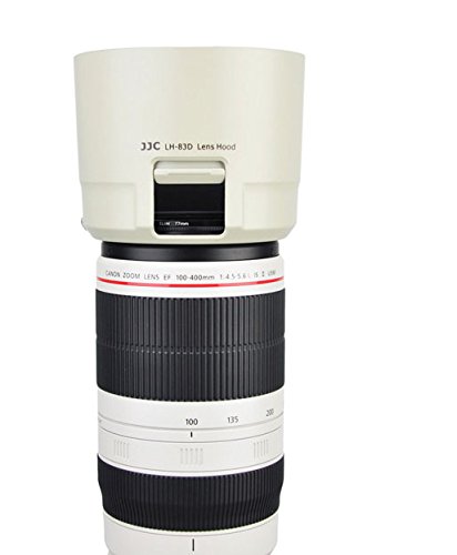 efonto JJC LH-83D Pare-Soleil de rechange Canon ET-83D Filtre pour Objectif EF 100-400 mm f 4 5-5 6L IS II USM 77 mm avec fen  tre Blanc