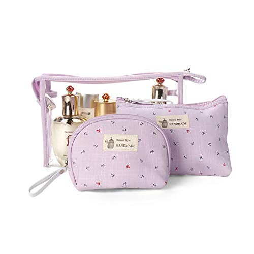 3 Set PVC Voyage Sac pour Articles de Toilette Sacs à Main pour Femmes Cosmétique Poche Sac Maquillage Cas Sac Petit Portefeuille Clair avec Zipper