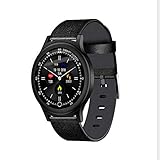 WANGXN Smart Technology Bracelets Bluetooth Herzfrequenz Round Screen wasserdichtes Sport-Armband,Black