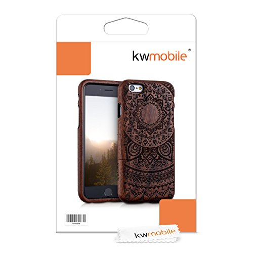 kwmobile Funda para Apple iPhone 6   6S - Carcasa de  Madera  para m  vil - Case Trasero  Duro  con dise  o de Sol hind  