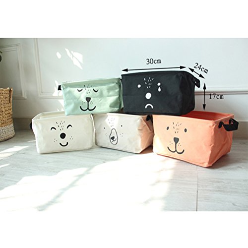 Inwagui Faltbaren Organizer / Wäschesammler / Wäschekorb / Baumwolle Wäschekorb Wäschekorb mit Griffen 30 * 24 * 17 cm-Weiß - 6