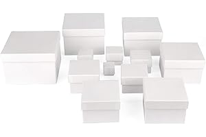 ewtshop® Pudełka prezentowe, białe, zestaw 12 sztuk, stabilny materiał pokryty delikatnym białym papierem typu kraft, pudełka z papieru typu kraft, również do scrapbookingu
