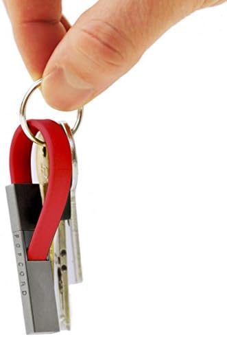 Popcord - Keychain Apple Lightning to USB cable - Portable Charge &amp; Sync cable on Keyring - for iPhone, iPad, iPod (Apple MFi Certified) (Harvard Red)