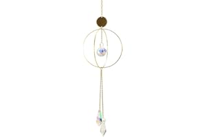 DOMYBEST FR Domybest Attrape-Soleil à Suspendre Attrape Soleil Chakra avec Prisme Attrape-Soleil Arc-en-Ciel en Cristal Suncatcher Cadeaux Décoration de Pendentif pour Maison Jardin Voiture