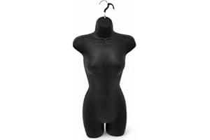 SHOPLINES SUPPLIES Matt Black-Full Hanging Female Mannequin Torso – Lightweight Polyethylene Display Bust – Wall-Mountable Body Form