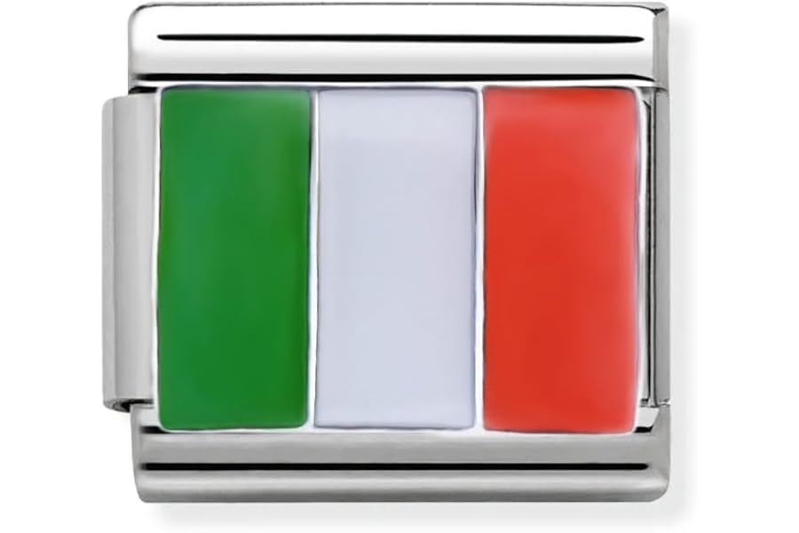 2Burned Italian Charm Flag for 9 mm Bracelets Stainless Steel