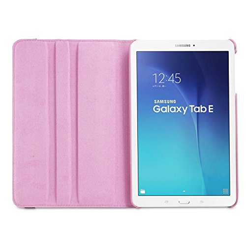 Infiland Samsung Galaxy Tab E 9.6 Hülle Case – PU Ledertasche lederhülle 360° Drehbarer Stand Cover Case Schutzhülle Tasche Etui für Samsung Galaxy Tab E T560N / T561N 24,3 cm (9,6 Zoll) Tablet-PC(Rosa) - 9