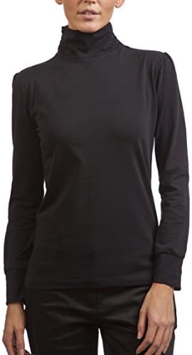 Glenmuir Ladies' Long Sleeve Button Neck Shirt-Black-Large