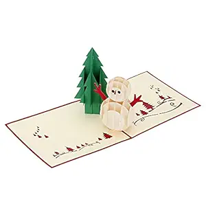 WorldCare 3D Handmade Folding Christmas Card Pop Up Kirigami Xmas Greeting Postcard with Envelop Christmas Tree Snowman Pattern Xmas Accessory-CS-A-51419