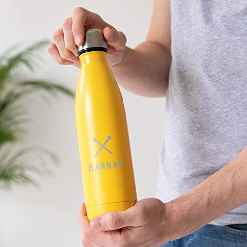 Personalised Golf Gift for Ladies Women Mum - Metal Water Bottle Stainless Steel Insulated Drinks Flask - 500ml - Hot or Cold