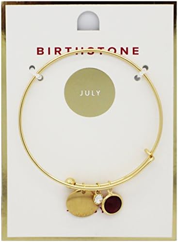 Birthstone Bracelet Bangle Pendant Crystal Gold Silver Plated Jewellery for Women (July)
