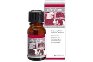 alfavet alfa-Vitam, 10ml, Multi Vitaminkonzentrat zur Vorbeugung von Vitaminmangelerscheinungen, Ergänzungsfuttermittel für Vögel, Kleinnager, Reptilien