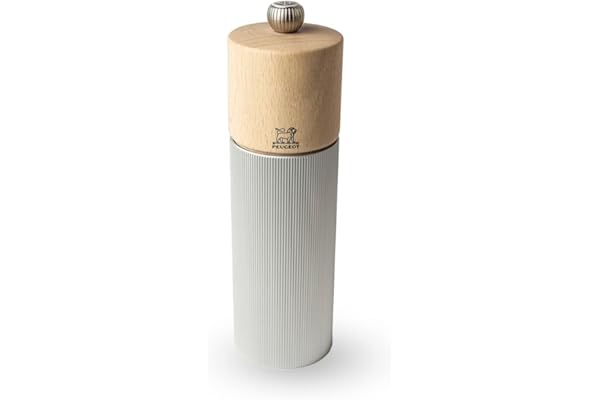 PEUGEOT - Moulin à Sel Line 18 cm - Réglage Classique - Aluminium et Bois Labellisé PEFC - Fabrication Française - Coloris Naturel