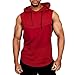 Produktbild POIUDE Herren Tanktop Tank Top Tankshirt T-Shirt Kapuzenpullover Unterhemden Ärmellos Volltonfarbe Fitness Sommer Basic(Rot, Medium)