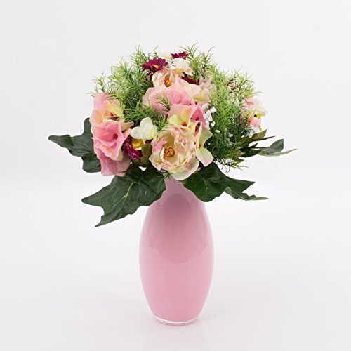 Bunter Sommerstrauß aus Seidenblumen, rosa-pink, 25 cm, Ø 20 cm – künstlicher Blumenstrauß / Bouquet – artplants - 4