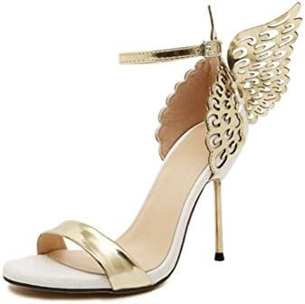Women's Shoes Banquet Butterfly Wings Fine With High-heeled Sandals,Gold-40