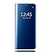 Produktbild Hülle Spiegel für Samsung Galaxy J8 2018 Handyhülle Rundumschutz Clear View Handytasche mit Standfunktion Ultra Slim Flip BookStyle Hardcase Ledertasche PU Leder + PC Case Cover von HiChili Verspiegelt Klapptasche Phone Schutzhülle Etui Handy-Tasche Back-Cover Bumper für Samsung Galaxy J8, Blau