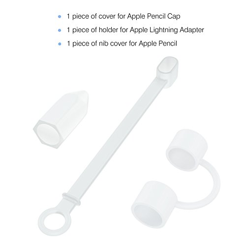 MoKo Apple Pencil Stift Kappehalter – Premium soft Silikon Schutzkappe/ Schreibfeder-Abdeckung/ Halterung / mit Spitzen Ersatzspitzen Halter für Apple iPad Pro Pencil, Götterspeise Transparent - 2