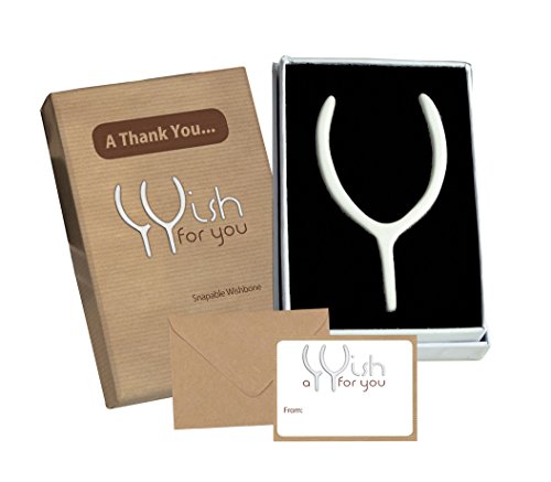 Snapable Wishbone regalo y tarjeta de Jemsideas. Perfecto regalo de recuerdo para un aniversario, bautizo, cumpleaños, bautizo, Navidad, Navidad, Pascua, compromiso, día del padre, buena suerte, graduación, Naming día, año nuevo, de la madre día, jubilación, especial. Gracias, boda y día de San Valentín., Blanco, Thank You