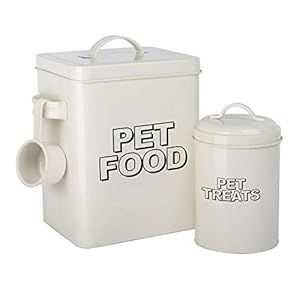 simpa – Juego de 2 recipientes de Almacenamiento para Comida de Mascotas, Estilo Retro, Color Crema, Metal Vintage