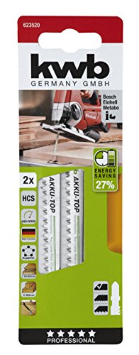 kwb AKKU-TOP StichsÃ¤geblatt 623520 (2 StÃ¼ck, Holzbearbeitung, HCS Kohlenstoffstahl, LÃ¤nge 116/87 mm) auch für u.a. Einhell TE-JS 18 Li - 2