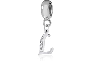 YIRONG JEWELRY Letter Charm 925 Sterling Silver Beads Alphabet Charms Initial Charm Anniversary Charm Words Charm fits Pandora Charms Bracelet