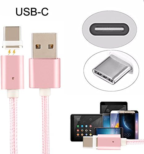 URNINAUEU USB Type C Cable, USB C 3 Ft Max 2.4A Magnetic USB Charger Cord Sync Data Cable Fast Charger for LG G5 huawei p9 Xiaomi Mi5S Plus HTC 10 Nexus 5X 6P ,Type C USB Devices Rose Gold