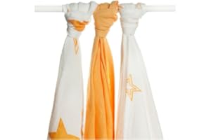 KIKKO Mullwindeln Bamboo 70x70 3er-Set orange star