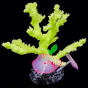 Uniclife Glowing Effect Artificial Coral Plant for Fish Tank, Decorative Aquarium Ornament (Yellow)