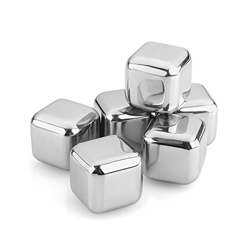 Uten 6PCS Stainless Steel Reusable Wine Ice Cubes Edelstahl Eiswürfel ,Pack of 6 Metall Whiskey Chilling Rocks Eis Steine - 5