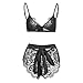 Produktbild JKLEUTRW Dessous Damen Set, Frauen HöSchen Nachtkleid Strapse Erotik Satin ReizwäSche UnterwäSche Ouvert Strapsen Transparent ReizwäSche Bowknot Schwarz BüGel Bra