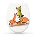 Produktbild WC Sitz mit Absenkautomatik -"Biker Frosch" Design - Duroplast Toilettendeckel mit Motiv inkl. Montagesatz - Grinscard