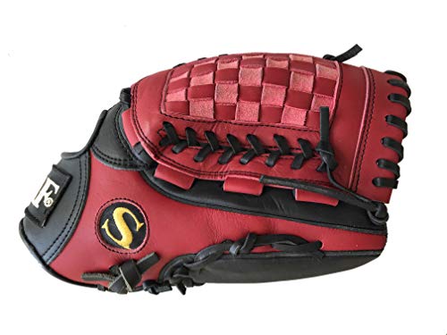 SAF Pro Staff - Guante de béisbol (30,5 cm), Color Negro y Rojo