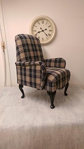 Shabby Chic Black Lana Tartan Bedroom Chair with Arms