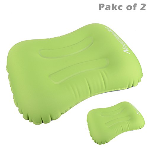 Preisvergleich Produktbild Azarxis Ultraleicht Aufblasbare Camping Reisekissen Aufblasbare Kompakte Tragbare Kompressible Luftkissen für Neck Reisen Wandern Wandern (Grün - 2er Pack)