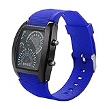 Fcostume Herrenmode LED Watch Flash Turbo Tachometer Sport Auto Dial Meter Watch (Blau)