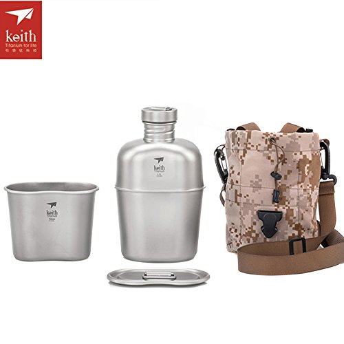 Keith Titanium Military Canteen Camping Kettle Outdoor Portable Water Bottle With Cup Keith Titanium Military Canteen Camping Kettle Outdoor Portable Water Bottle With Cup