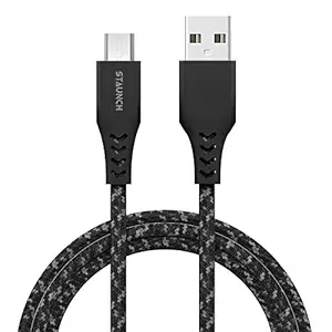 Staunch Bolt S1 Rugged Polyester Braided Unbreakable Micro USB Fast Charging Cable (Length - 1.5 Meter, Color - Grey)