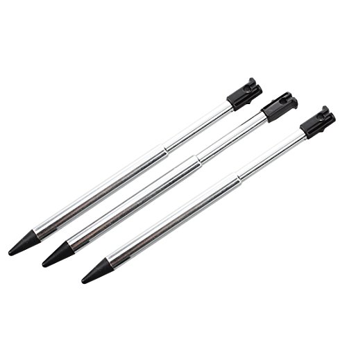 pluma tactil de pantalla para Nintendo 3ds - TOOGOO R  3 pzs Tono de plata negro Lapiz optico de plastico para Nintendo 3ds
