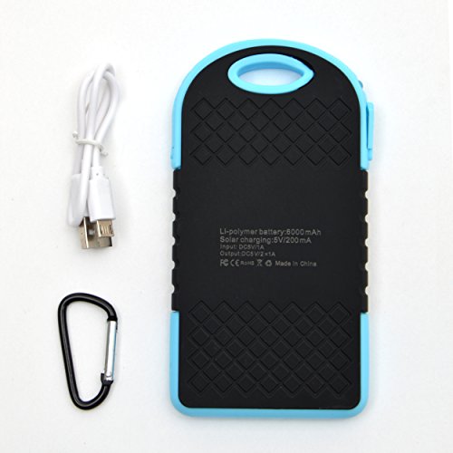 APOLLO 6000mAh Solar Powerbank Kopenhagen, das externe Outdoor Solar-Ladegerät mit dualem USB-Port, die ideale Backup-Batterie für Ihr Handy, Smartphone, iPhone, Lautsprecher, iPad, Tablet usw. Farbe: Blau - 2
