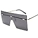 Produktbild SUNGLASSES LVZAIXI Unisex Mens Womens Übergroße Quadratische Sonnenbrille Metallrahmen Flache Objektiv Gläser (Farbe : Schwarz)