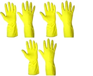 3 pair of yes plus house hold gloves (orange/yellow)