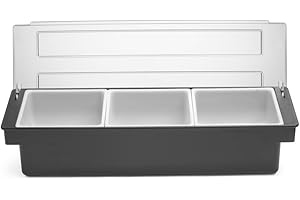 HENDI Contenitore per ingredienti 3 scomparti, Nero, 480x150x(H)100mm