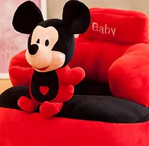Temoli Kid Sofa Baby Sofa Seat, Sitting Sofa Chair for Baby or Kids Playin Sitting Sofa Without Belt, (Micky-Red, Pack of 1, Fabric)