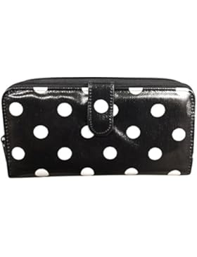 Damen Kunstleder Polka Punkt Foto Kreditkarteninhaber Geldbeutel Munzen Mappe