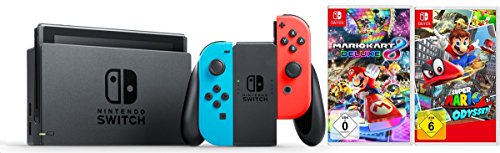 Nintendo Switch Konsole Neon-Rot/Neon-Blau + Mario Kart 8 Deluxe + Super Mario Odyssey Nintendo Switch Konsole Neon-Rot/Neon-Blau + Mario Kart 8 Deluxe + Super Mario Odyssey