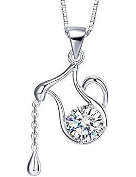 Ketten Für Damen Bijou Colliers Anhänger Halsketten Mädchen Sterlingsilber 925 Sterling Silver Kristall Versilbert...