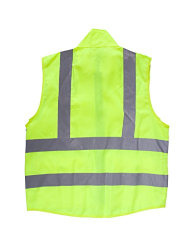 Babimax Warnwesten gelb knitterfrei reflektierende Weste Sicherheitswarnwesten mit vier Taschen im Vornen mit Reißverschluss Standardgröße Größe L Hohe Sichtbarkeit komfortabel luftdurchlässig - 4